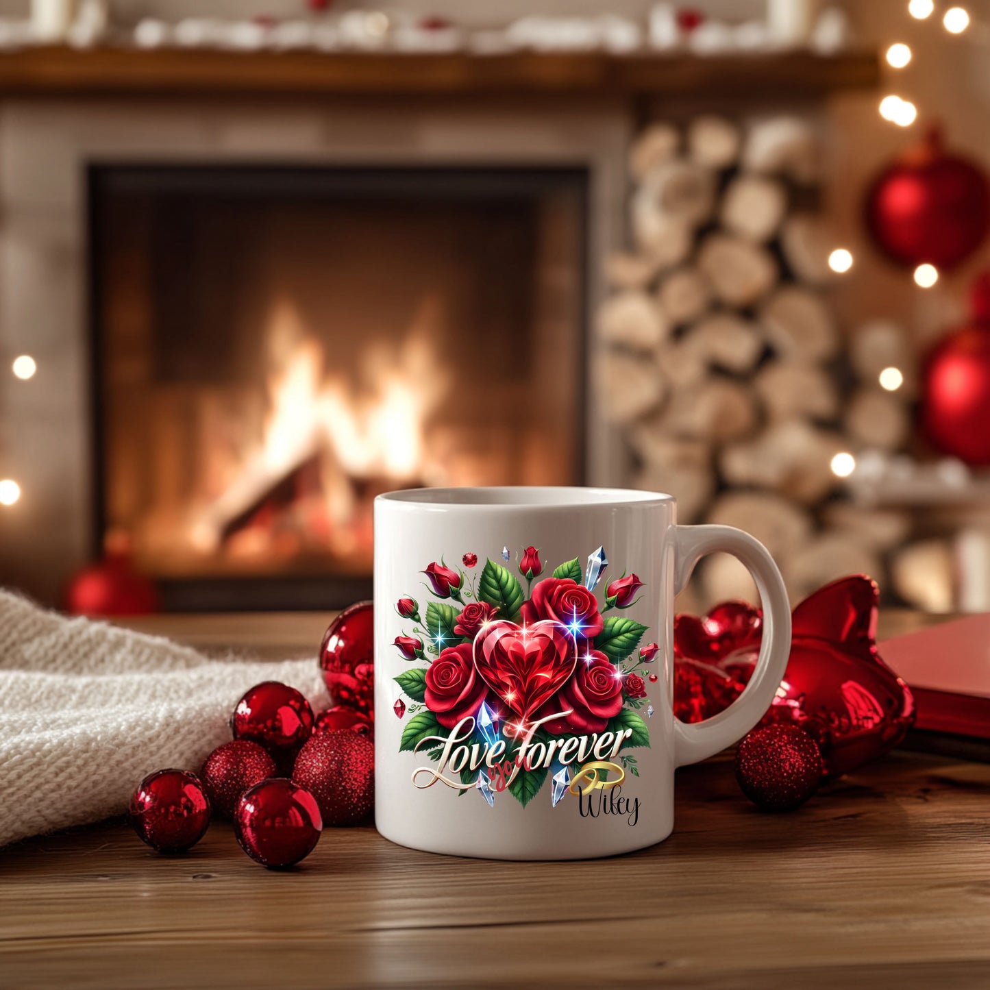 Love You Forever Couple Heart Ceramic Mug, Personalized Be My Valentine Gift, Coffee Mug for Her or Him, Valentine's Day, 11oz, 15oz