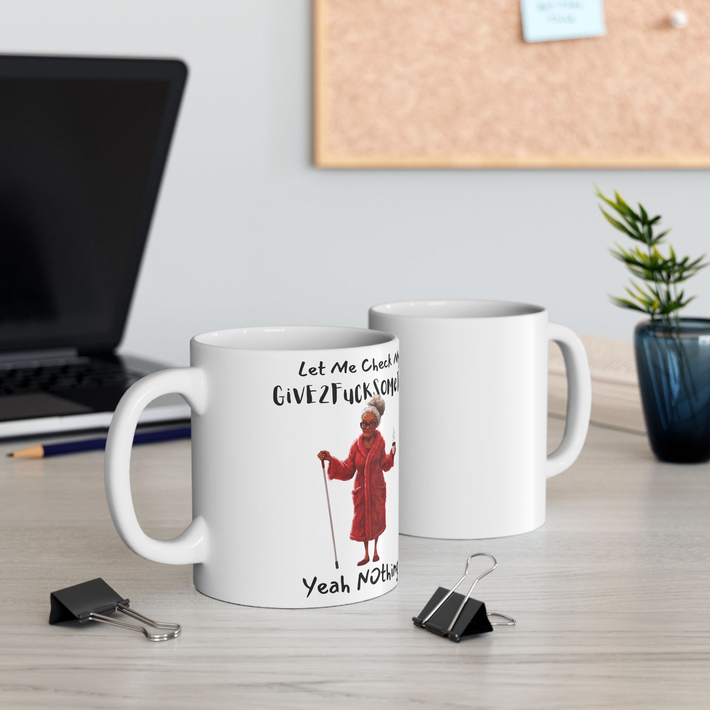 Funny Ceramic Mug - Let Me Check My Give2fucksometer, Coworker Gift, Friend Gift, Family Gift, Melanin Old women11oz, 15oz