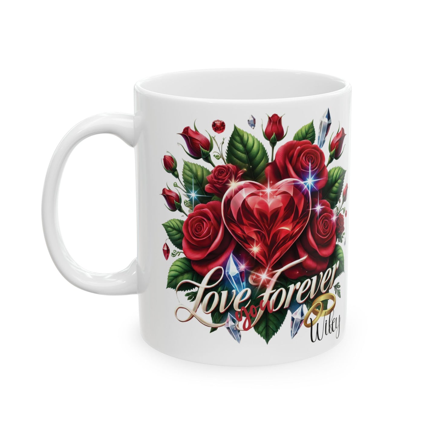 Love You Forever Couple Heart Ceramic Mug, Personalized Be My Valentine Gift, Coffee Mug for Her or Him, Valentine's Day, 11oz, 15oz