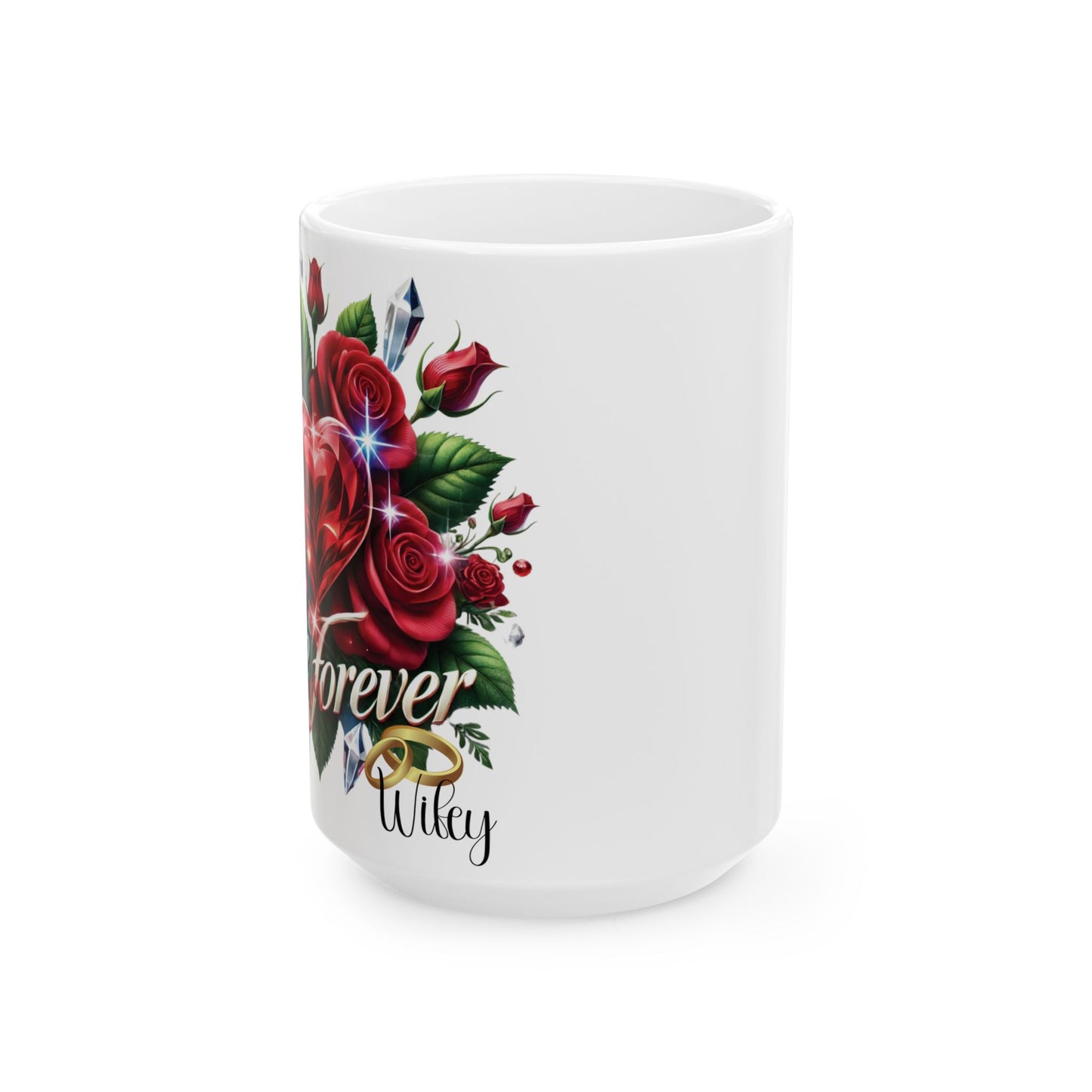 Love You Forever Couple Heart Ceramic Mug, Personalized Be My Valentine Gift, Coffee Mug for Her or Him, Valentine's Day, 11oz, 15oz